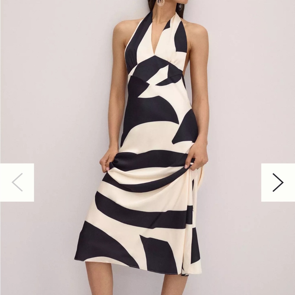 Anthropologie Elegant Black and White Halter Dress
